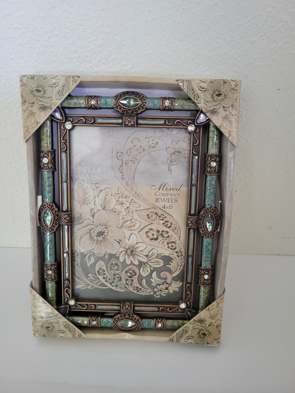 Belle Maison Green Jeweled Ornate Picture Frame 4×6